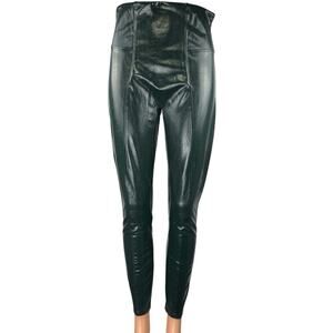 Spanx Green Faux Patent Leather Skinny High Waist Trousers Leggings Pants Size M